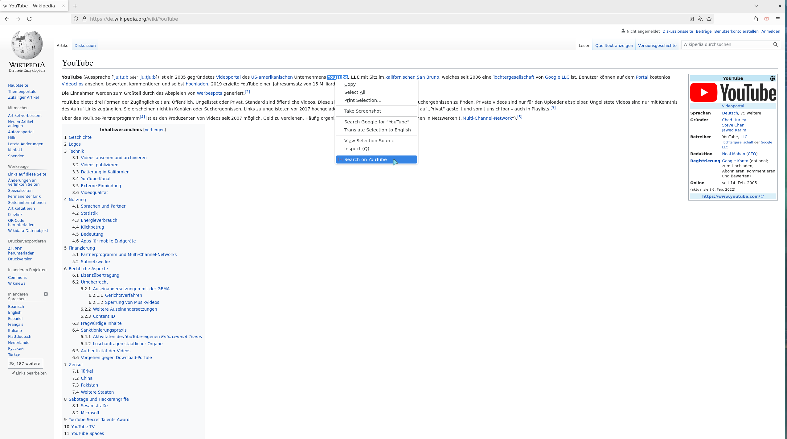YouTube Quick Search Firefox Preview
